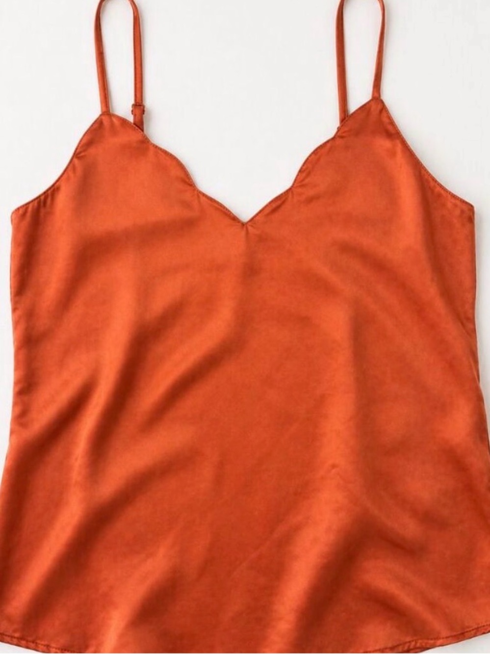 Monteau Los Angeles Satin Cami Tank Top Rust Orange Size Small Adjustable Strap